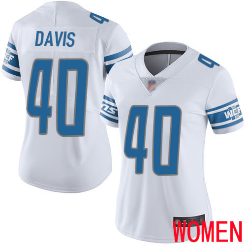 Detroit Lions Limited White Women Jarrad Davis Road Jersey NFL Football #40 Vapor Untouchable->women nfl jersey->Women Jersey